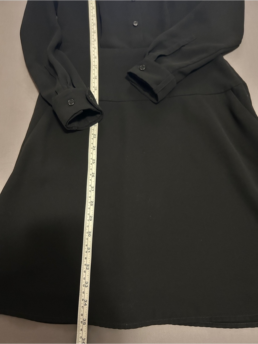COACH Button Up Mandarin Collar Shirt Dress Black - Picture 6 of 9